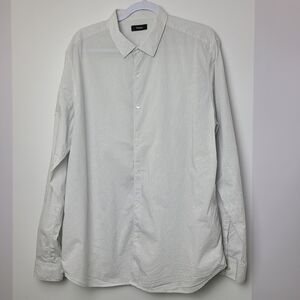 Theory Men's Patterned White Button-Up Long Sleeve Dress Shirt, XXL (PTP 25 in)